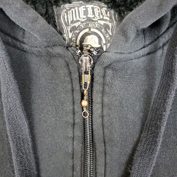 Metal Mulisha  Hoodie Men's Medium Black Full Zip Sherpa-Lined Jacket Sweatshirt - Picture 3 of 10